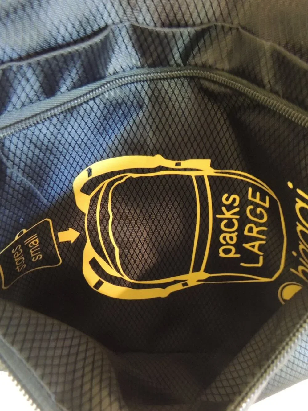 Black Biaggi Foldable Travel Back Pack Stores Small